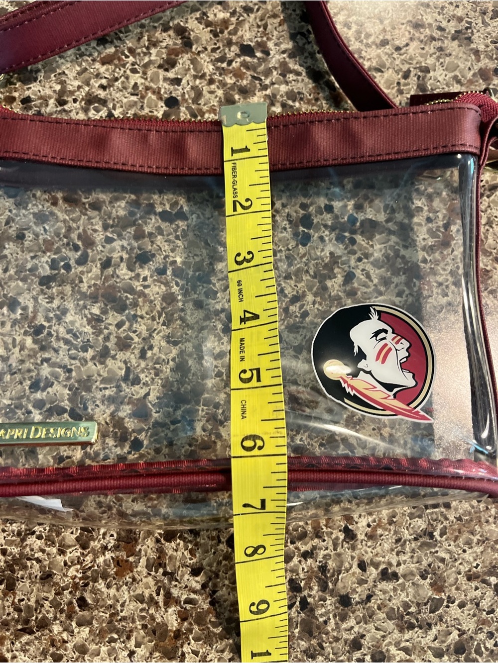Clear Burgundy Crossbody Bag with Gold Accent - Picture 6 of 8